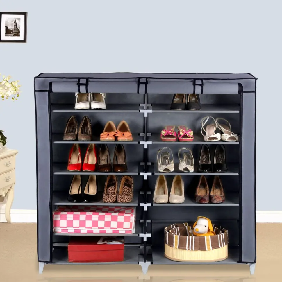 Best Sale SONGMICS Étagère à chaussures tissu noir