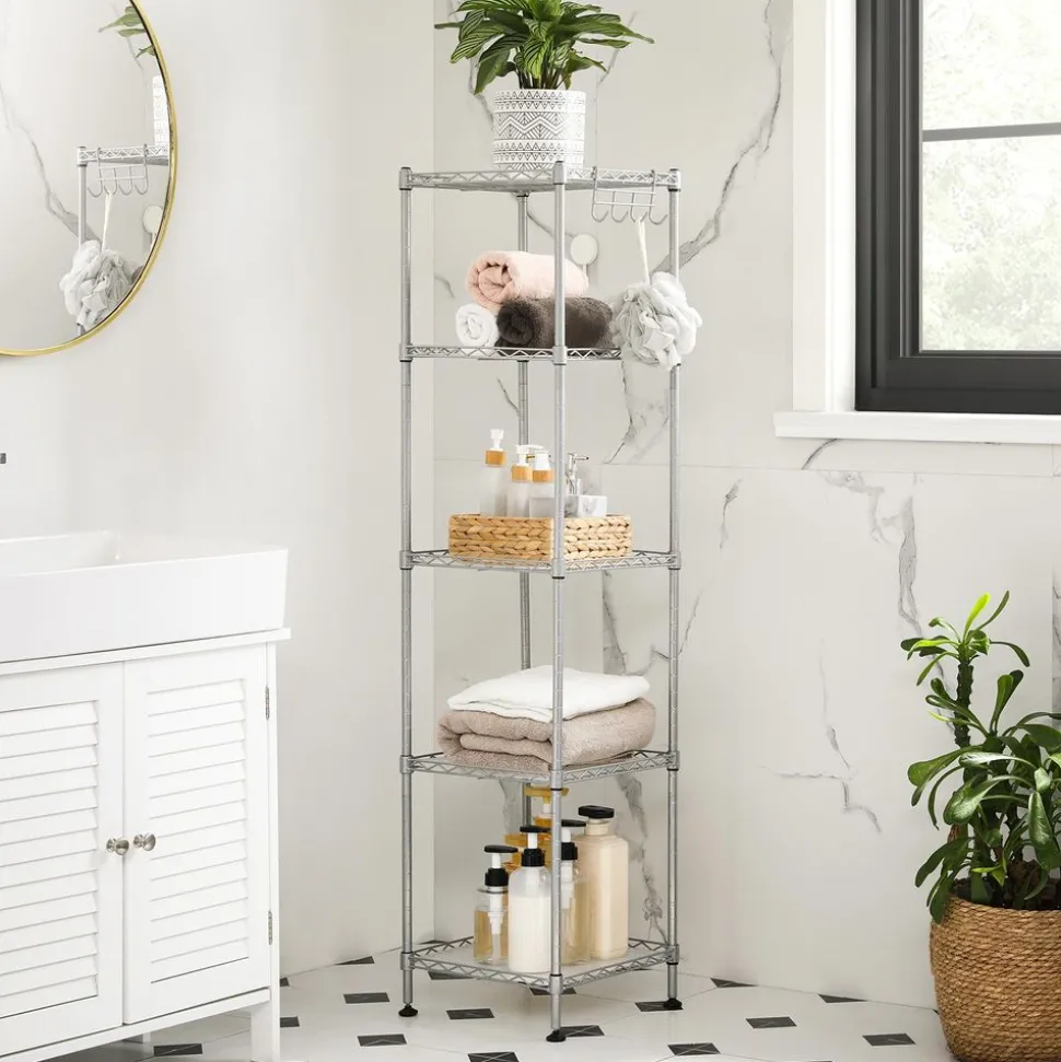 Cheap SONGMICS Étagère 5 niveaux argent Argent + Translucide