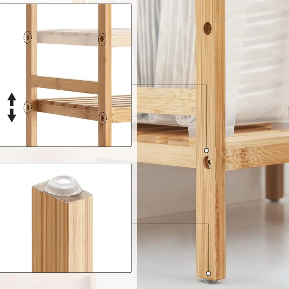 Hot SONGMICS Étagère 3 niveaux bambou