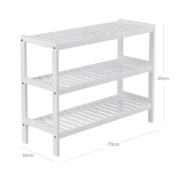 Cheap SONGMICS Étagère 3 niveaux bambou Blanc