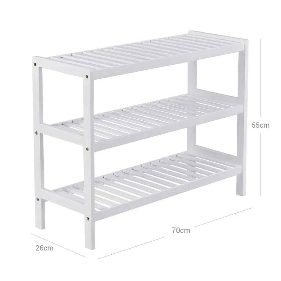 Cheap SONGMICS Étagère 3 niveaux bambou Blanc