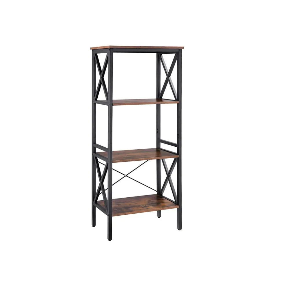 Cheap SONGMICS Étagère 4 niveaux design X Marron Rustique