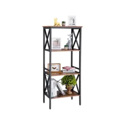 Cheap SONGMICS Étagère 4 niveaux design X Marron Rustique