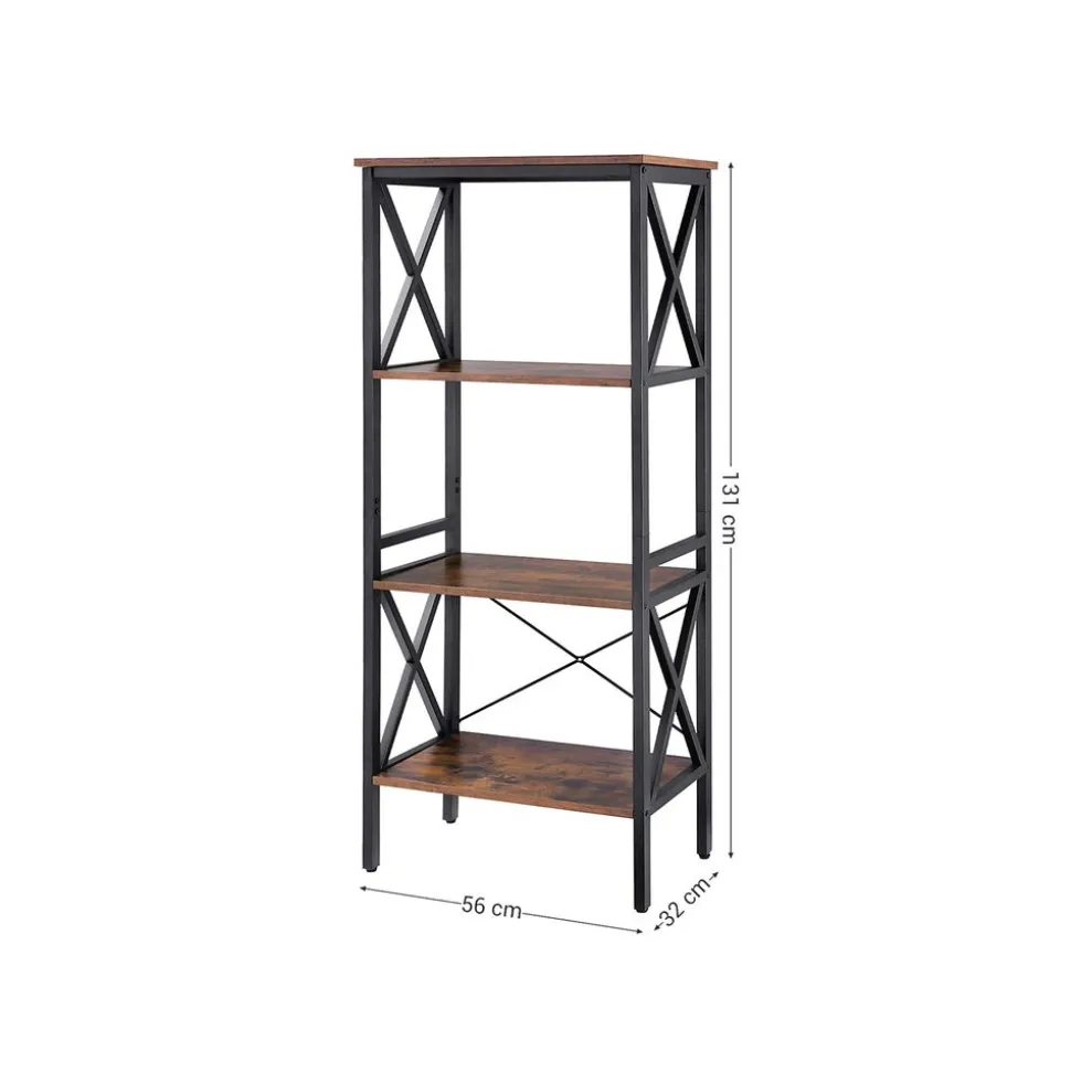 Cheap SONGMICS Étagère 4 niveaux design X Marron Rustique