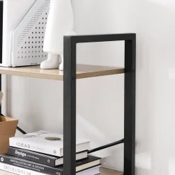 New SONGMICS Étagère 4 niveaux grège Marron Rustique + Noir