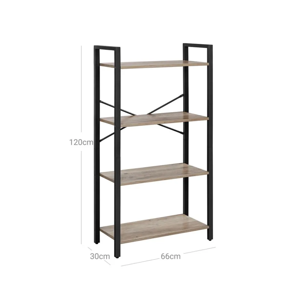 New SONGMICS Étagère 4 niveaux grège Marron Rustique + Noir