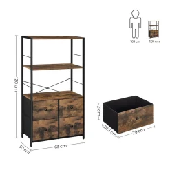 Fashion SONGMICS Étagère 4 tiroirs rustique Noir
