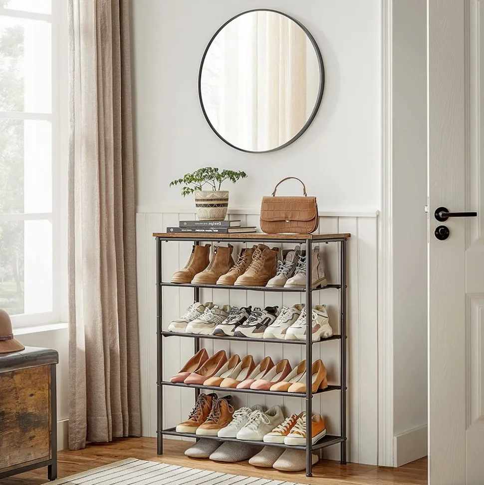 Best SONGMICS Étagère chaussures industriel Brun Vintage Noir