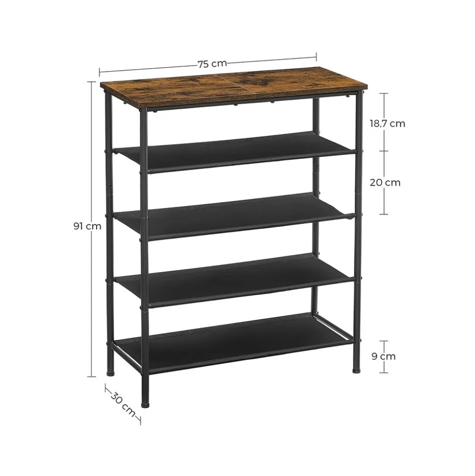 Best SONGMICS Étagère chaussures industriel Brun Vintage Noir