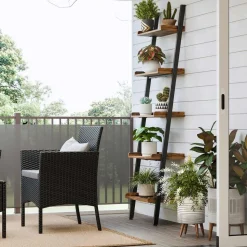 Hot SONGMICS Étagère échelle 5 niveaux Noir