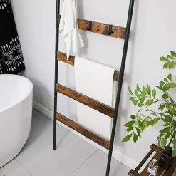 Discount SONGMICS Étagère échelle industriel Brun Vintage Noir