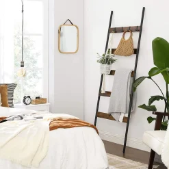 Discount SONGMICS Étagère échelle industriel Brun Vintage Noir