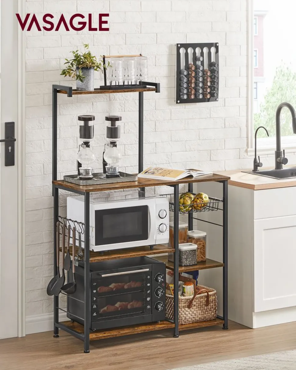 Cheap SONGMICS Étagère cuisine industriel Brun Vintage Noir