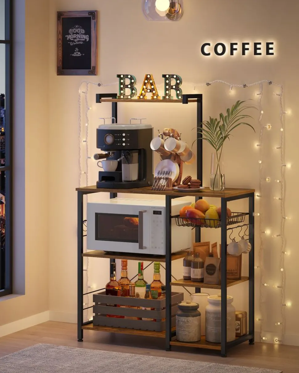 Cheap SONGMICS Étagère cuisine industriel Brun Vintage Noir