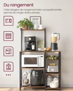 Cheap SONGMICS Étagère cuisine industriel Brun Vintage Noir