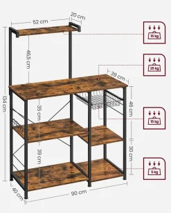 Cheap SONGMICS Étagère cuisine industriel Brun Vintage Noir