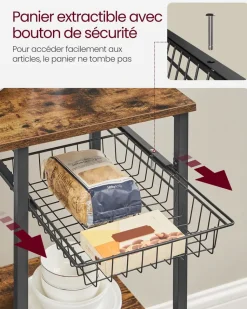 Cheap SONGMICS Étagère cuisine industriel Brun Vintage Noir