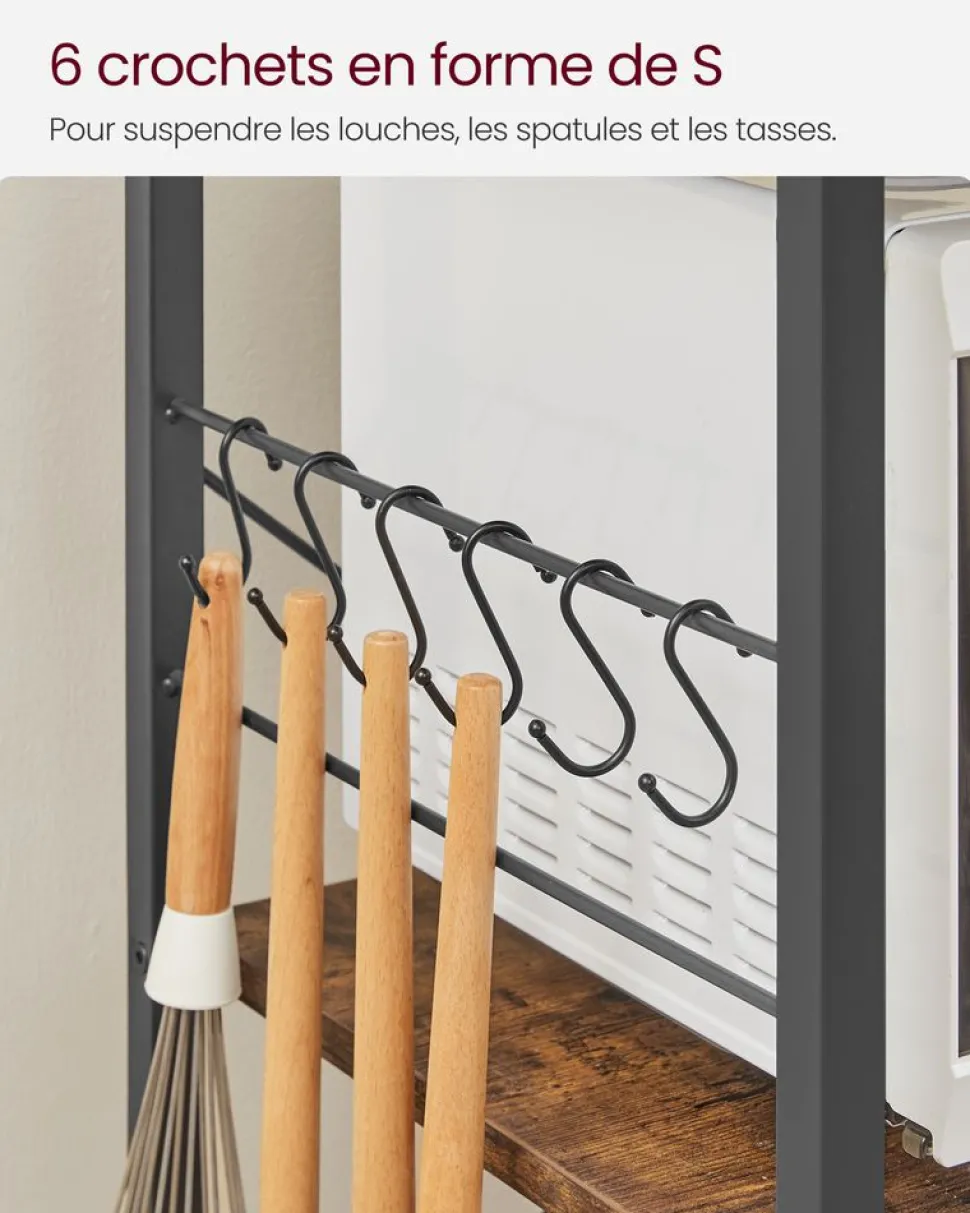 Cheap SONGMICS Étagère cuisine industriel Brun Vintage Noir