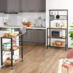 New SONGMICS Étagère cuisine industriel Brun Vintage Noir