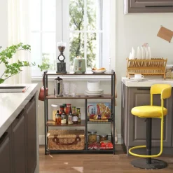 Clearance SONGMICS Étagère cuisine industriel Brun Vintage Noir