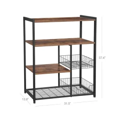 Clearance SONGMICS Étagère cuisine industriel Brun Vintage Noir