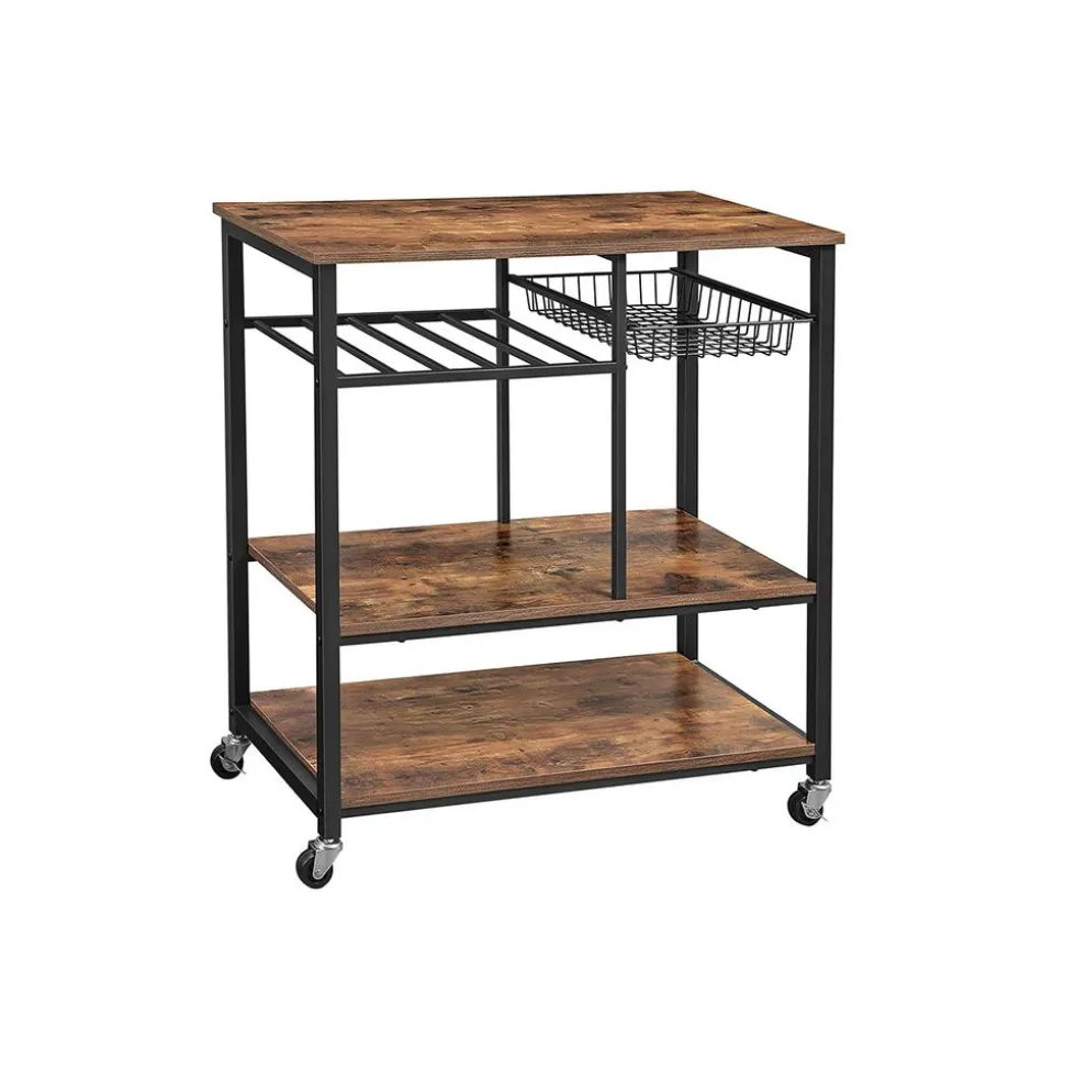 Cheap SONGMICS Étagère cuisine roues industriel Marron Rustique