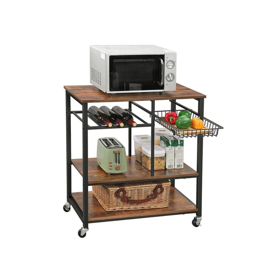 Cheap SONGMICS Étagère cuisine roues industriel Marron Rustique