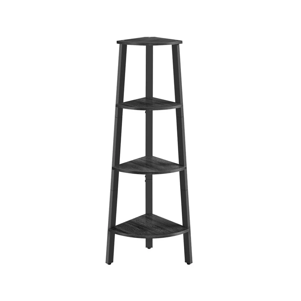 Store SONGMICS Étagère d’angle à 5 niveaux 31,9 x 31,9 x 156,4 cm structure en métal beige chêne