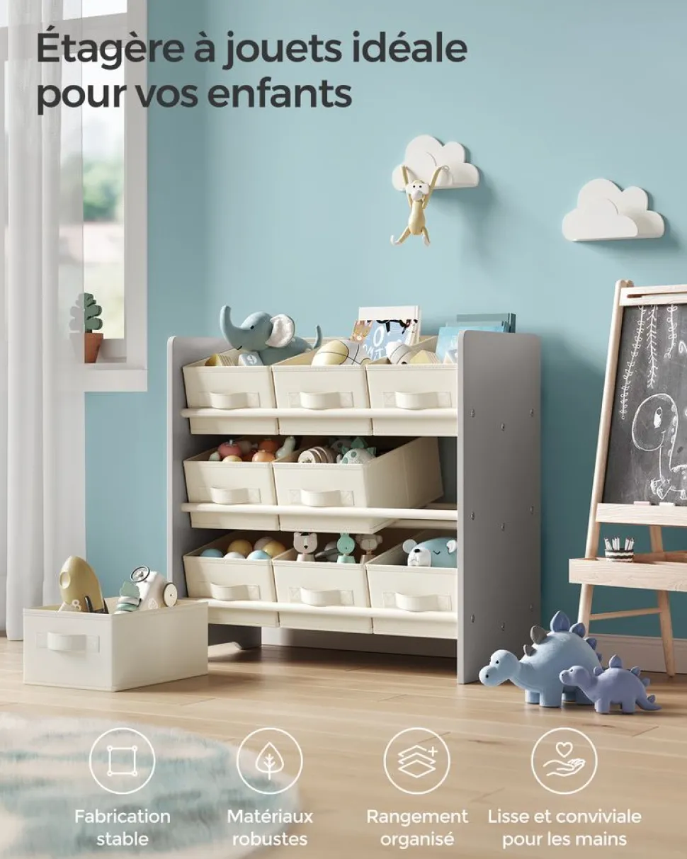 New SONGMICS Étagère d'angle à 4 niveaux gris anthracite et noir mat