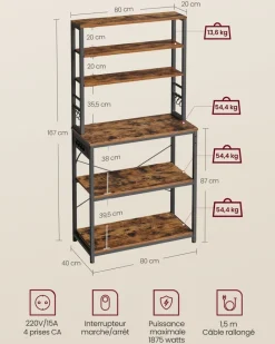 Shop SONGMICS Étagère d'angle à 5 niveaux étagère de rangement