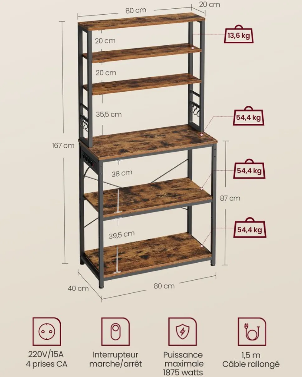 Shop SONGMICS Étagère d'angle à 5 niveaux étagère de rangement