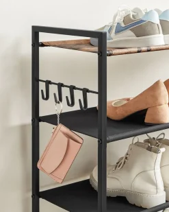 Clearance SONGMICS Étagère d'angle 5 niveaux avec cadre en acier chêne naturel et blanc mat Couleur Chêne Naturel + Blanc Mat