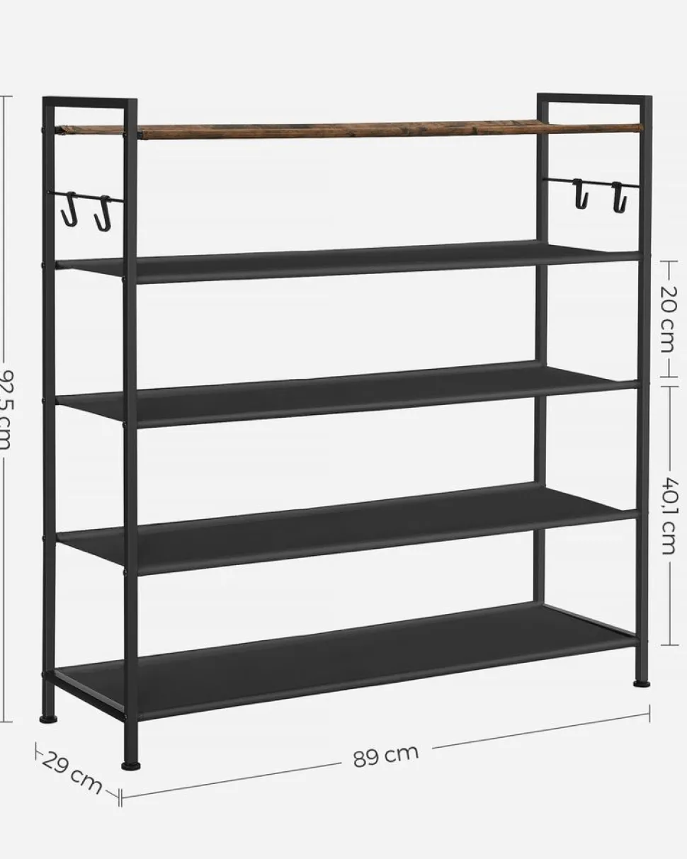 Clearance SONGMICS Étagère d'angle 5 niveaux avec cadre en acier chêne naturel et blanc mat Couleur Chêne Naturel + Blanc Mat