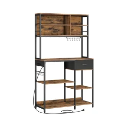 Best SONGMICS Étagère de cuisine avec multiprise marron rustique et noir d’encre