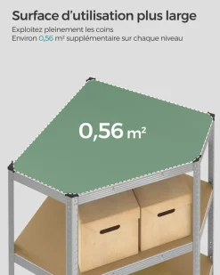 Shop SONGMICS Étagère de cuisine avec multiprise en acier marron rustique et noir d'encre