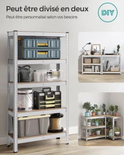 Outlet SONGMICS Étagère de cuisine industriel Brun Vintage Noir