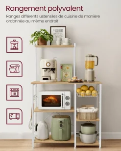 Hot SONGMICS Étagère de cuisine marron rustique et noir