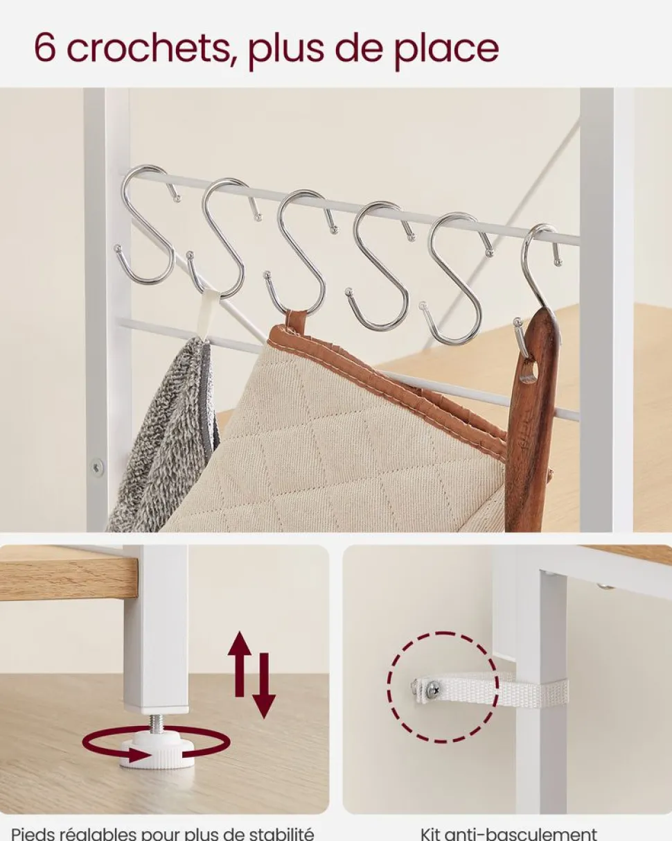 Hot SONGMICS Étagère de cuisine marron rustique et noir