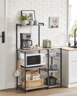 Hot SONGMICS Étagère de cuisine marron rustique et noir