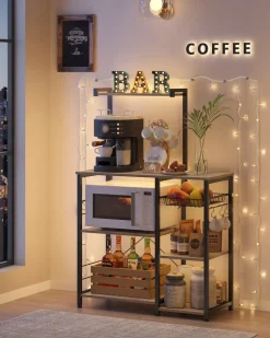 Hot SONGMICS Étagère de cuisine marron rustique et noir