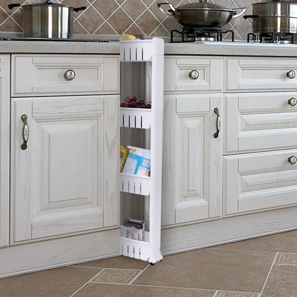 Store SONGMICS Étagère fine 4 niveaux Blanc