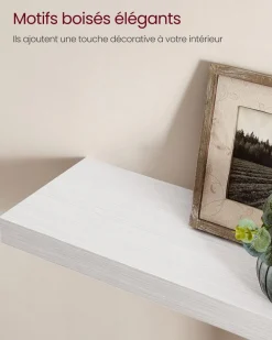 New SONGMICS Étagère murale 20 x 60 x 3,8 cm Blanc éRable