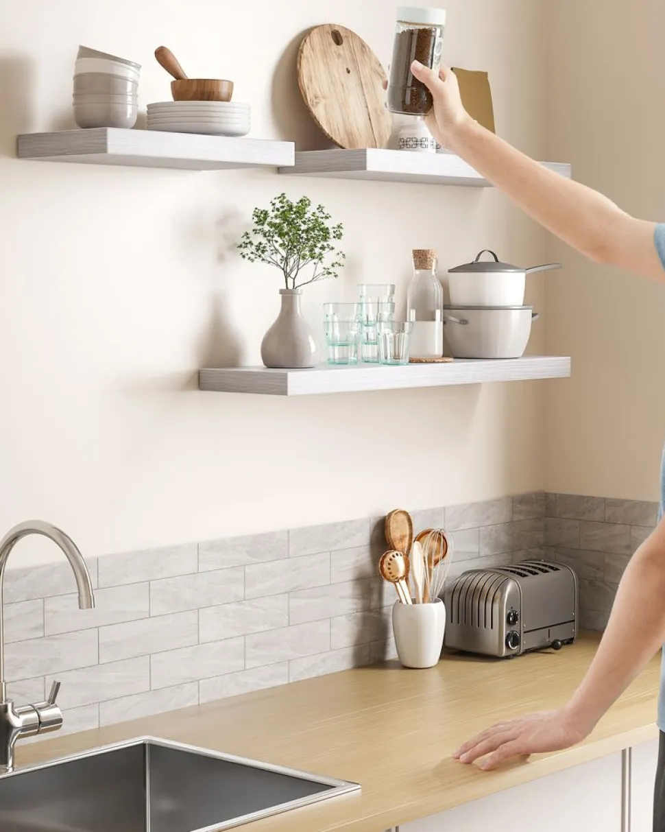 Sale SONGMICS Étagère murale Blanc érable