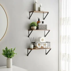 Fashion SONGMICS Étagère murale rond Noir