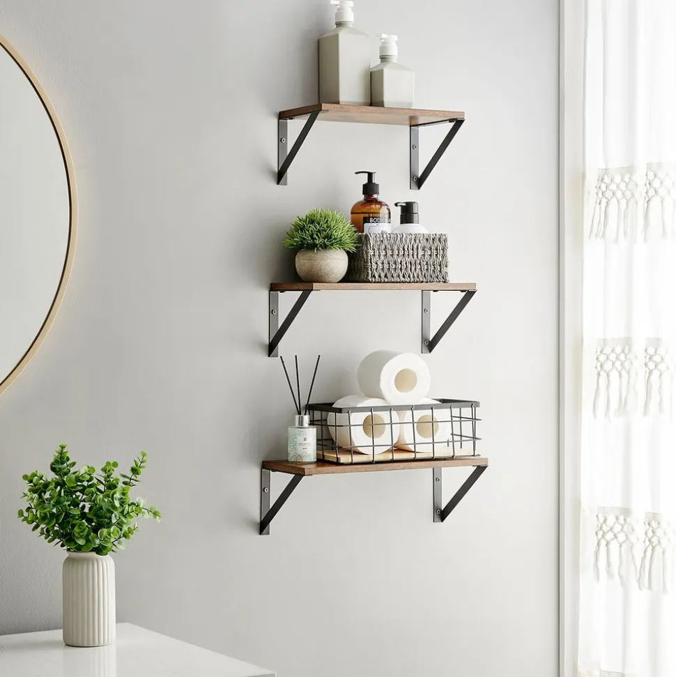 Fashion SONGMICS Étagère murale rond Noir