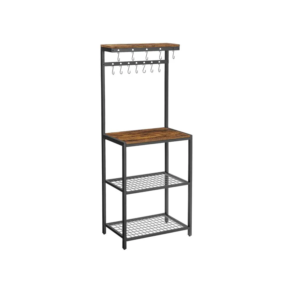 Sale SONGMICS Étagère plan cuisine 12 crochets Brun Vintage Noir