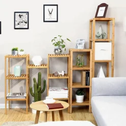 Discount SONGMICS Étagère rangement 4 casiers Couleur Du Bois