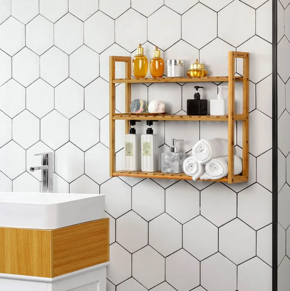 Clearance SONGMICS Étagère rangement bambou