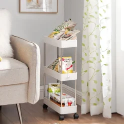 Sale SONGMICS Étagère roulettes 3 niveaux blanc