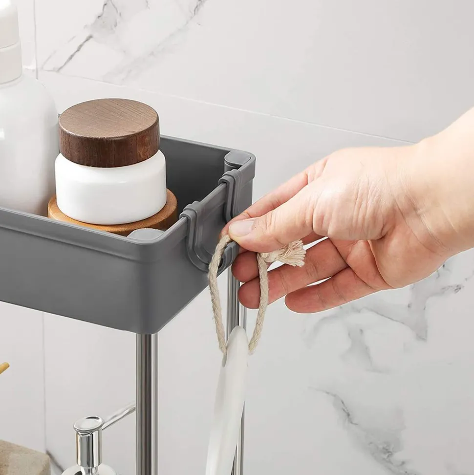 Discount SONGMICS Étagère roulettes 4 niveaux gris